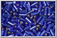MBU-1-0020, MIYUKI Bugles, Nr. 1 (3mm), cobalt, trans., silver-ld., 10 g