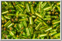 MBU-1-0026, MIYUKI Bugles, Nr. 1 (3mm), olivine, trans., silver-ld., 10 g
