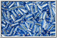 MBU-1-0019, MIYUKI Bugles, Nr. 1 (3mm), sapphire, trans., silver-ld., 10 g