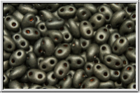 PRECIOSA TWIN Beads, black, op., khaki pearl, matte, 10g