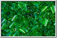 MBU-1-0179, MIYUKI Bugles, Nr. 1 (3mm), green, kelly, trans., AB, 10 g