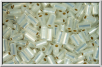 MBU-1-0551, MIYUKI Bugles, Nr. 1 (3mm), white, opal, gilt-ld., 10 g
