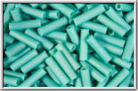 MBU-2-0412fr, MIYUKI Bugles, Nr. 2 (6mm), turquoise, op., matte, AB, 10 g