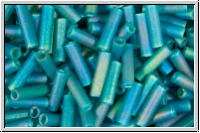 MBU-2-2405fr, MIYUKI Bugles, Nr. 2 (6mm), teal, trans., matte, AB, 10 g