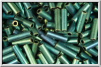 MBU-2-2008, MIYUKI Bugles, Nr. 2 (6mm), green, met., matte, iris., 10 g
