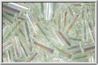 MBU-2-0250, MIYUKI Bugles, Nr. 2 (6mm), crystal, trans., AB, 10 g