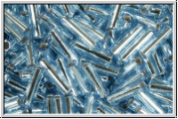 MBU-2-0018, MIYUKI Bugles, Nr. 2 (6mm), aqua, trans., silver-ld., 10 g