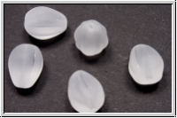 B�hm. Glasperle, Tropfen, l�ngs gebohrt, 12x9,5mm, crystal, trans., matte, 5 Stk.