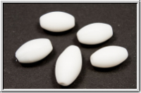 B�hm. Glasperle, Olive, 12x7mm, white, op., matte, 5 Stk.