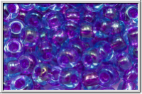 RR-06-1141, MIYUKI Rocailles, 06/0, blue, trans., fuchsia-ld., 10g