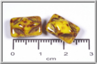 b�hm. Glasperle, Kissen, 8,5x12,5x7mm, yellow/picasso, opaque, 5 Stk.