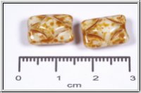 b�hm. Glasperle, Kissen, 8,5x12,5x7mm, white/picasso, opaque, 5 Stk.