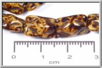 b�hm. Glasperle, Kissen, 8,5x12,5x7mm, lt. beige/picasso, opaque, 5 Stk.