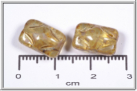 b�hm. Glasperle, Kissen, 8,5x12,5x7mm, lt. topaz/silverpicasso, transparent, 5 Stk.