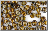 b�hm. Glasperle, Olive, flach, 6x8x3,7mm, tigeraugenoptik, 10 Stk.