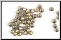 Quetschperlen, rund, 2x1,3mm, antikmessingfb., Messing, 50 Stk.