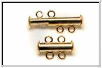 Schiebeschlie�e, 2 str�ngig, 17x11mm, goldfb., Metall, 1 Stk.