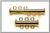 Schiebeschlie�e, 3 str�ngig, 22x11mm, goldfb., Metall, 1 Stk.