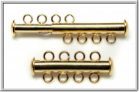 Schiebeschlie�e, 4 str�ngig, 27x11mm, goldfb., Metall, 1 Stk.
