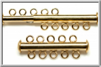 Schiebeschlie�e, 5 str�ngig, 31x11mm, goldfb., Metall, 1 Stk.