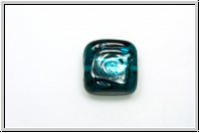 b�hm. Lampenperle, Silbereinzug, Quadrat mit Einlage, teal, 1 Stk.