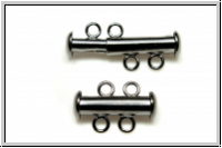 Schiebeschlie�e, 2 str�ngig, 17x11mm, hematitefb., Metall, 1 Stk.