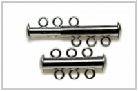 Schiebeschlie�e, 3 str�ngig, 22x11mm, hematitefb., Metall, 1 Stk.