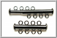 Schiebeschlie�e, 4 str�ngig, 27x11mm, hematitefb., Metall, 1 Stk.