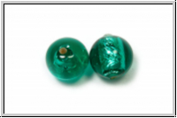 b�hm. Lampenperle, rund, 10mm, emerald, trans., Silbereinzug, 1 Stk.