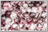 b�hm. Glasperle, Bicone, 6mm, crystal, trans., amethyst ombriert, 30 Stk.