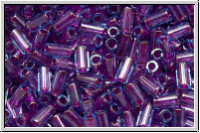 TBU-1-0252, TOHO Bugle 1", 3mm, aqua, trans., purple-ld., 10g