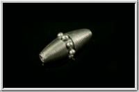Silberperle "Olive, gerillt, lang, mit Dots", 22x10mm, antisilberfb., 925er Silber, 1 Stk.