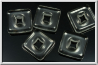 B�hm. Glasperle, Lochquadrat, 11x11x3,4mm, crystal, trans., 5 Stk.