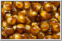 b�hm. Glasperle, rund, 6mm, topaz, dk., opal, wolkig, 25 Stk.