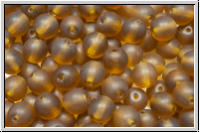b�hm. Glasperle, rund, 6mm, topaz, smoke, trans., matte, 25 Stk.