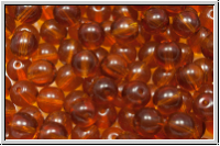 b�hm. Glasperle, rund, 6mm, topaz, dk., trans., 25 Stk.