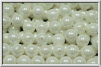 b�hm. Glasperle, rund, 6mm, white, op., luster, 25 Stk.