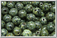 b�hm. Glasperle, rund, 6mm, black, op., picasso, 25 Stk.