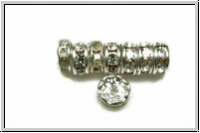 Strassrondell, tschech., 6mm, silber - crystal, trans., 1 Stk.