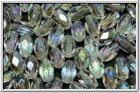 B�hm. Glasschliffperle, Olive, 6x4mm, crystal, trans., AB, 25 Stk.