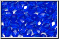 B�hm. Glasschliffperle, Olive, 6x4mm, cobalt, lt., trans., 25 Stk.