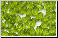 B�hm. Glasschliffperle, Olive, 6x4mm, olivine, trans., 25 Stk.