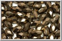B�hm. Glasschliffperle, Olive, 6x4mm, bronze, met., 25 Stk.