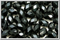B�hm. Glasschliffperle, Olive, 6x4mm, black, op., 25 Stk.