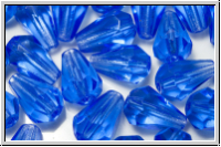 B�hm. Glasschliffperle, Tropfen, 10x7mm, sapphire, trans., 10 Stk.