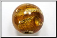 ital. Lampenperle, rund, 20mm, topaz, trans., Goldwirbel, 1 Stk.