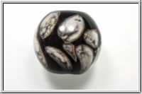 ital. Lampenperle, rund, 17mm, schwarz, op., Erdtonflecken, 1 Stk.
