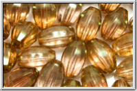 B�hm. Glasschliffperle, Olive, 10x7mm, crystal, trans., honey luster, 10 Stk. (Sonderschliff)