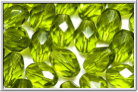 B�hm. Glasschliffperle, Olive, 9x7mm, olivine, trans., 25 Stk.