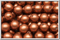 b�hm. Glasperle, rund, 8mm, copper, dk., met., satin, 10 Stk.